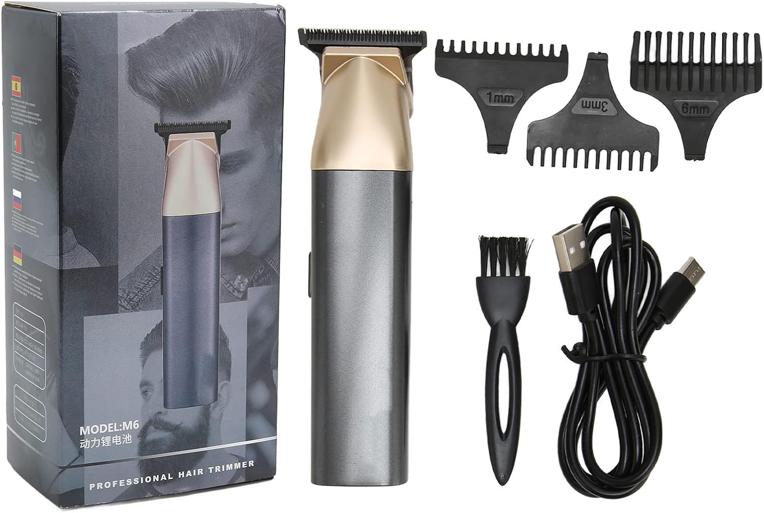 BROLEO Electric Hair Trimmer, USB Charging T Shape Low Vibration Hair Cutting Clipper Strong Power 1500mAh for Home for Barber