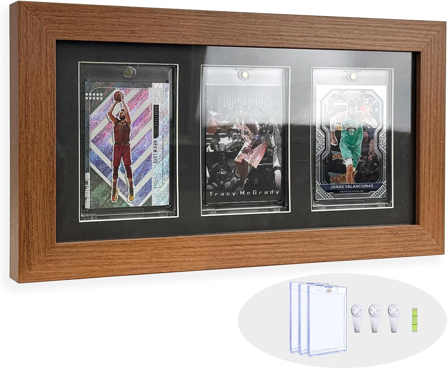 Trading Card Display Frame - Wall Mount Sport Card Display Case with UV Protection Magnetic Card Holder for 5 Standard Cards