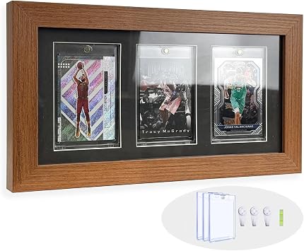 Bivitre Trading Card Display Frame - Wall Mount Sport Card Display Case with UV Protection Magnetic Card Holder for 3 Standard Cards