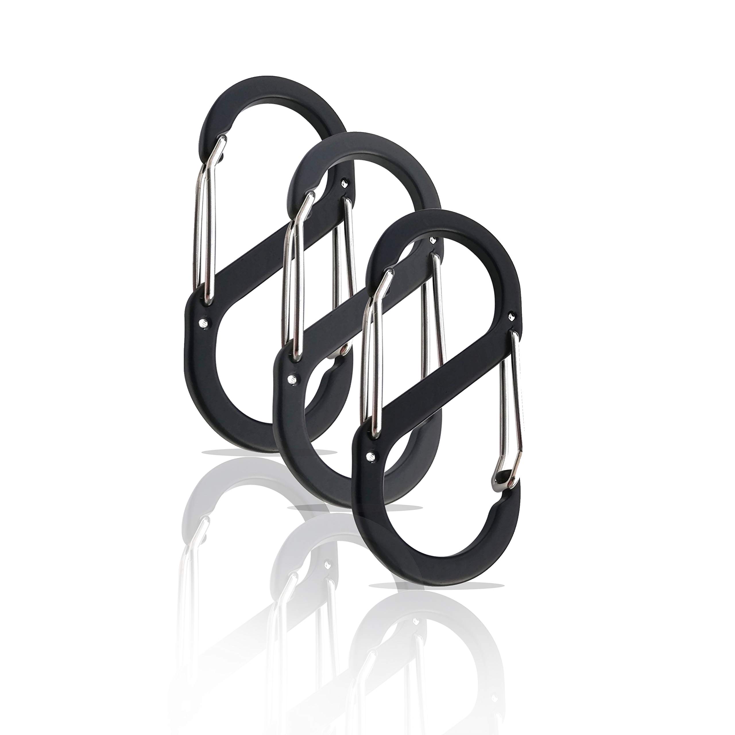 Set di 3 moschettoni a forma di S con doppia apertura, mini moschettone, moschettone