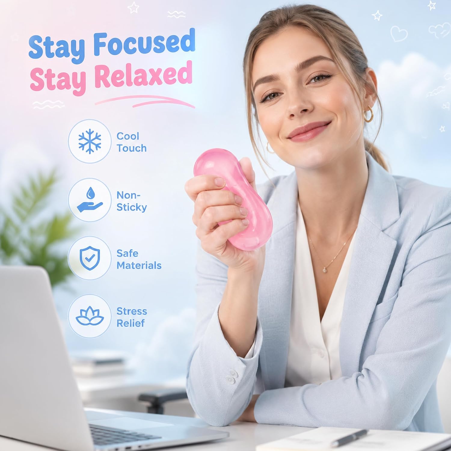 Coconut Oil Squishy 2 Pack - No-Rebound Moldable Fidget Stress Ball