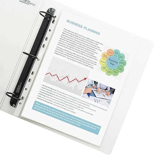 Miniatura 2 de Rubex Protectores de hojas de 8.5 x 11 pulgadas, fundas de plástico reforzadas con 11 agujeros para carpetas de 3 anillas, carga superior, 9.25 x