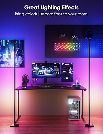 Corner Floor Lamp - Smart RGB LED Corner Lamp with App and Remote Control, 16 Million Colors & 68+ Scene, Music Sync, Timer Setting - Ideal for Living Rooms, Bedrooms, and Gaming Rooms [Energy Class F]