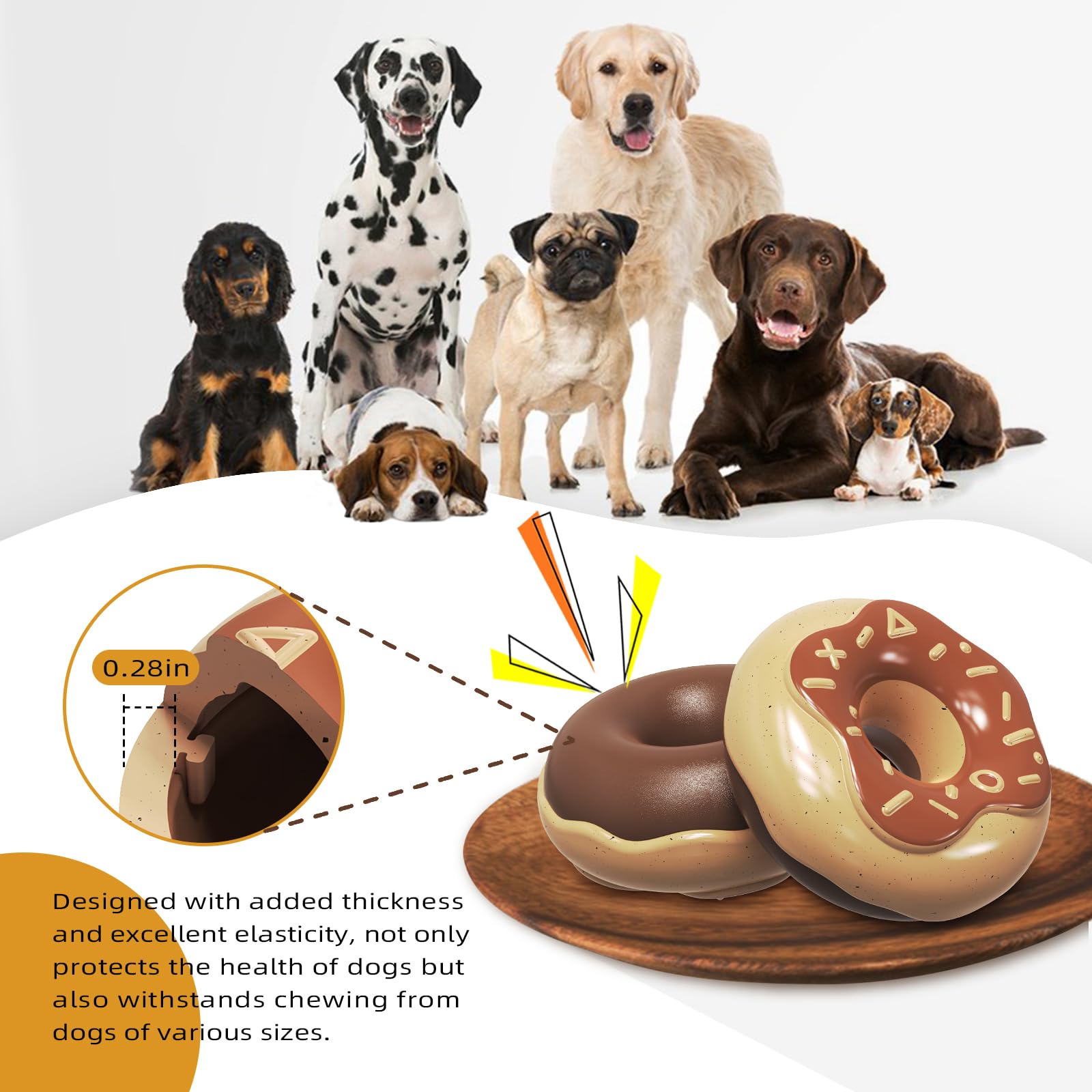 Lindo juguete de dona para perros masticadores agresivos, juguetes indestructibles chirriantes para perros con fragancia cremosa para razas medianas y grandes, juguetes masticables resistentes