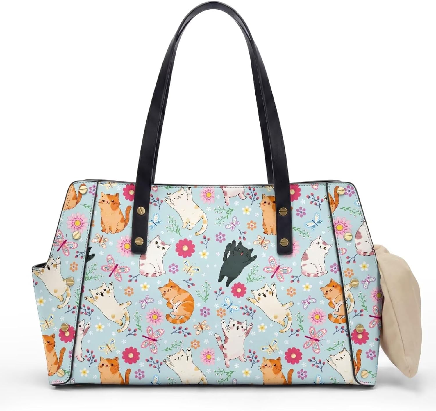 Starry Night Print Dog Purse Carrier for Small Cats, Dogs, Golden Retriever Print Cat Carrier Lightweight Dog Carrying Bag, Portable Cat Tote Bag with Top-Handle, Blue