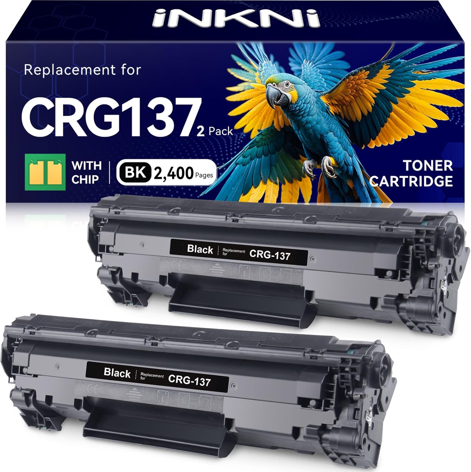 InkNI 137 Compatible Toner Cartridge Replacement for Canon 137 Black Toner Cartridge CRG 137 Compatible with Imageclass D570 MF232w MF216n MF236n (2 Pack / 137 Black)