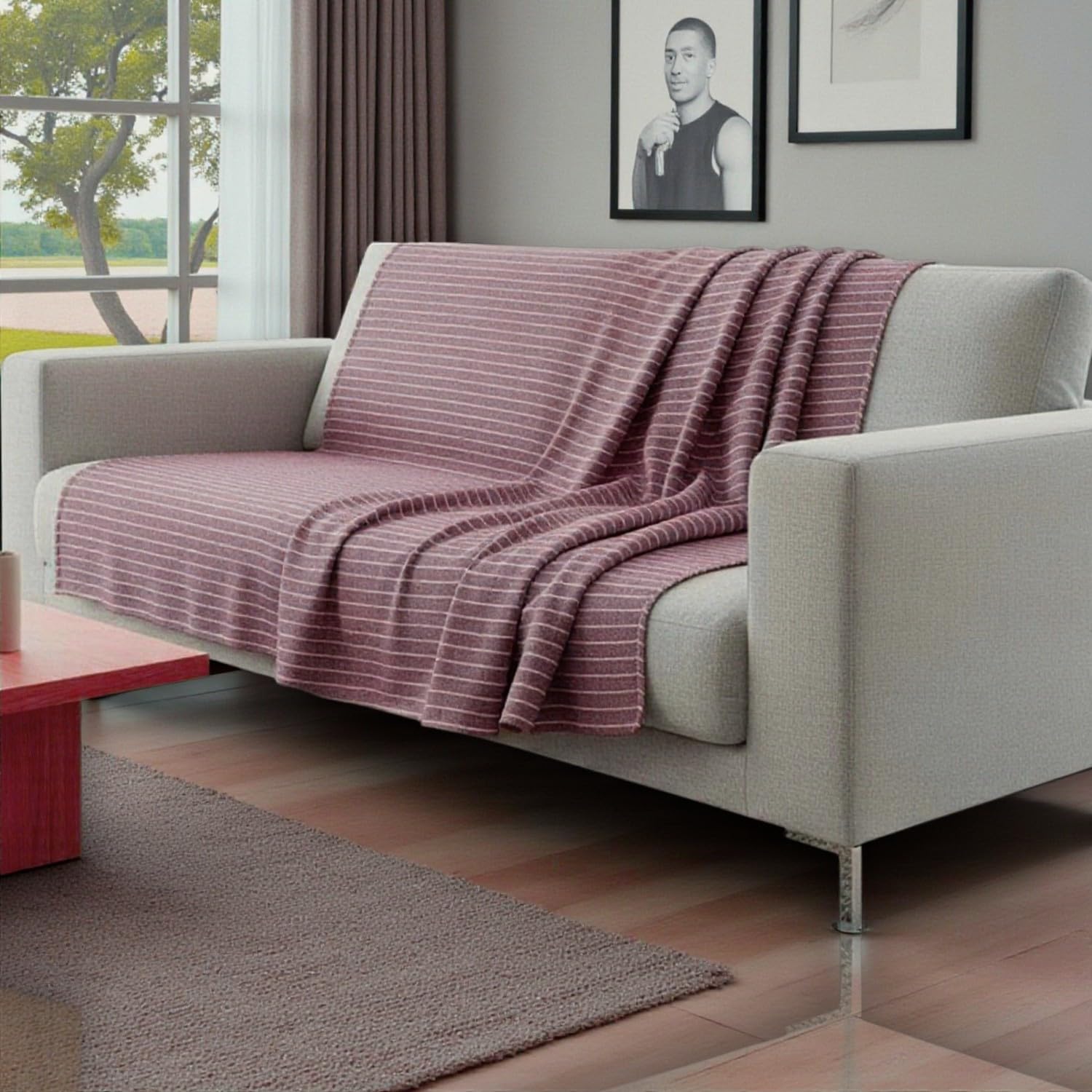 L'Emporio Casa Telo Copridivano Copriletto Tela Grossa Robusta Cotone in Panama 160X260-260x280-360x280 Misure Maxi Lenzuolo Copritutto Cotone Granfoulard Made Italy (BORDEAUX, 160X280)