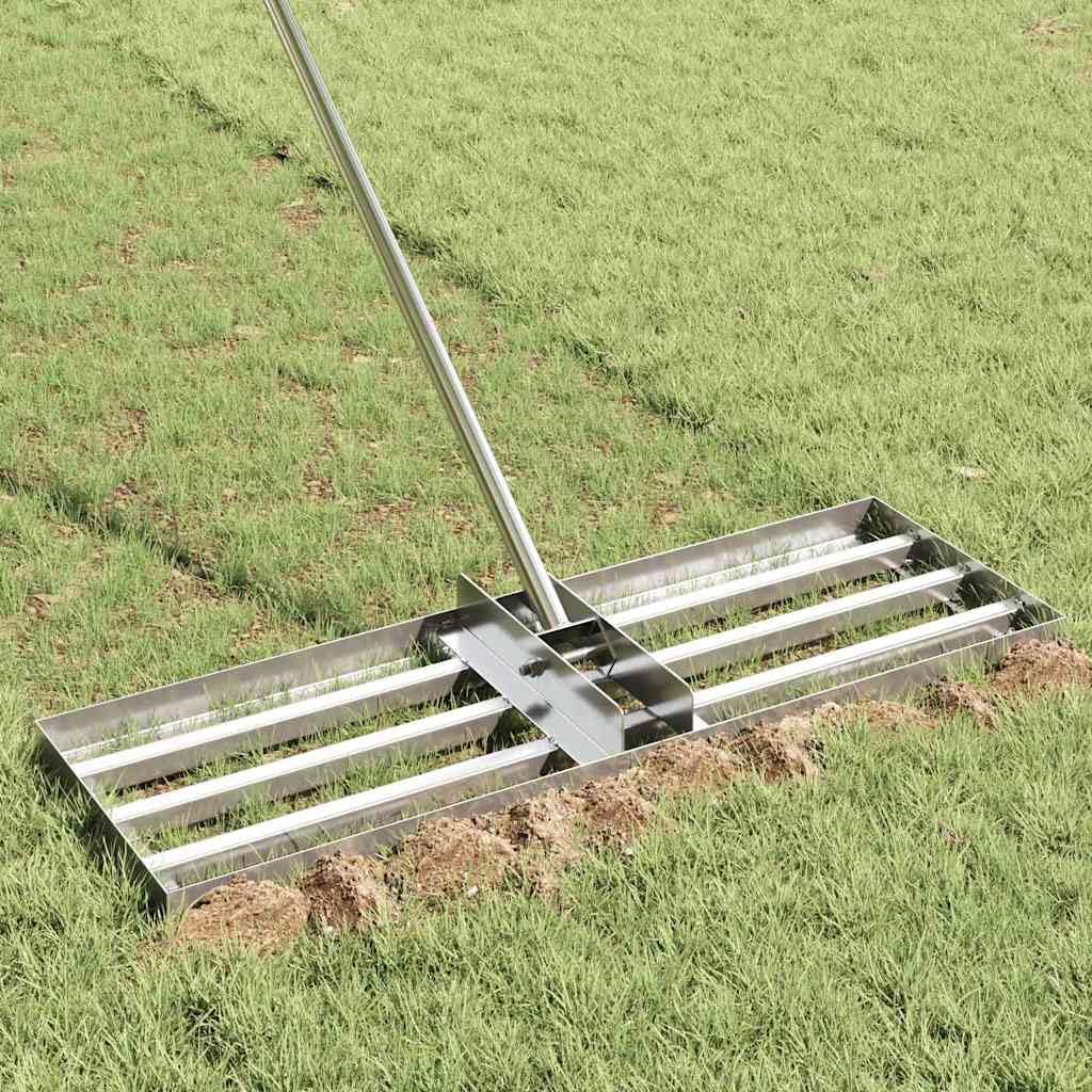 Rasenrechen Nivellierrechen aus Edelstahl 75x25cm, Boden-Ebenen Rechen für Rasenpflege, Topdressing, Garten-Bodenbearbeitung