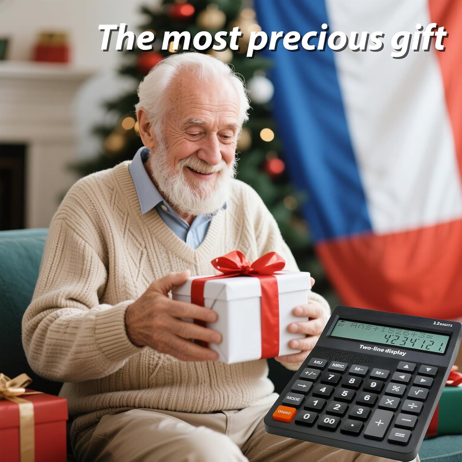 Talking Desk Calculator for Blind & Visually Impaired - Basic Desktop Model with Large Buttons, 2-Line Display, 4 Functions - Ideal for Weak Sight & Vision Disorders