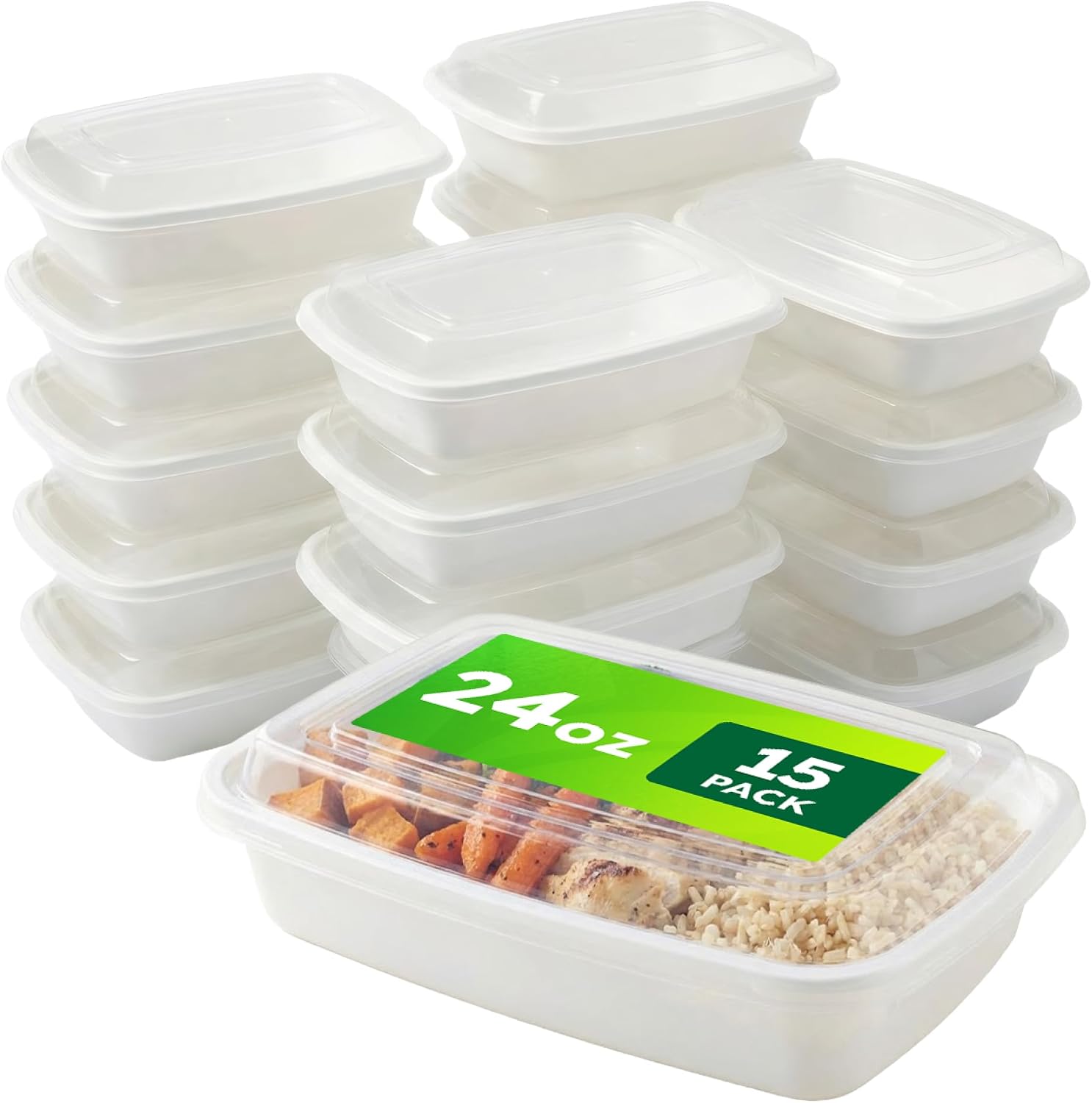 24oz Meal Prep Containers with Airtight Lids, 15 Pack