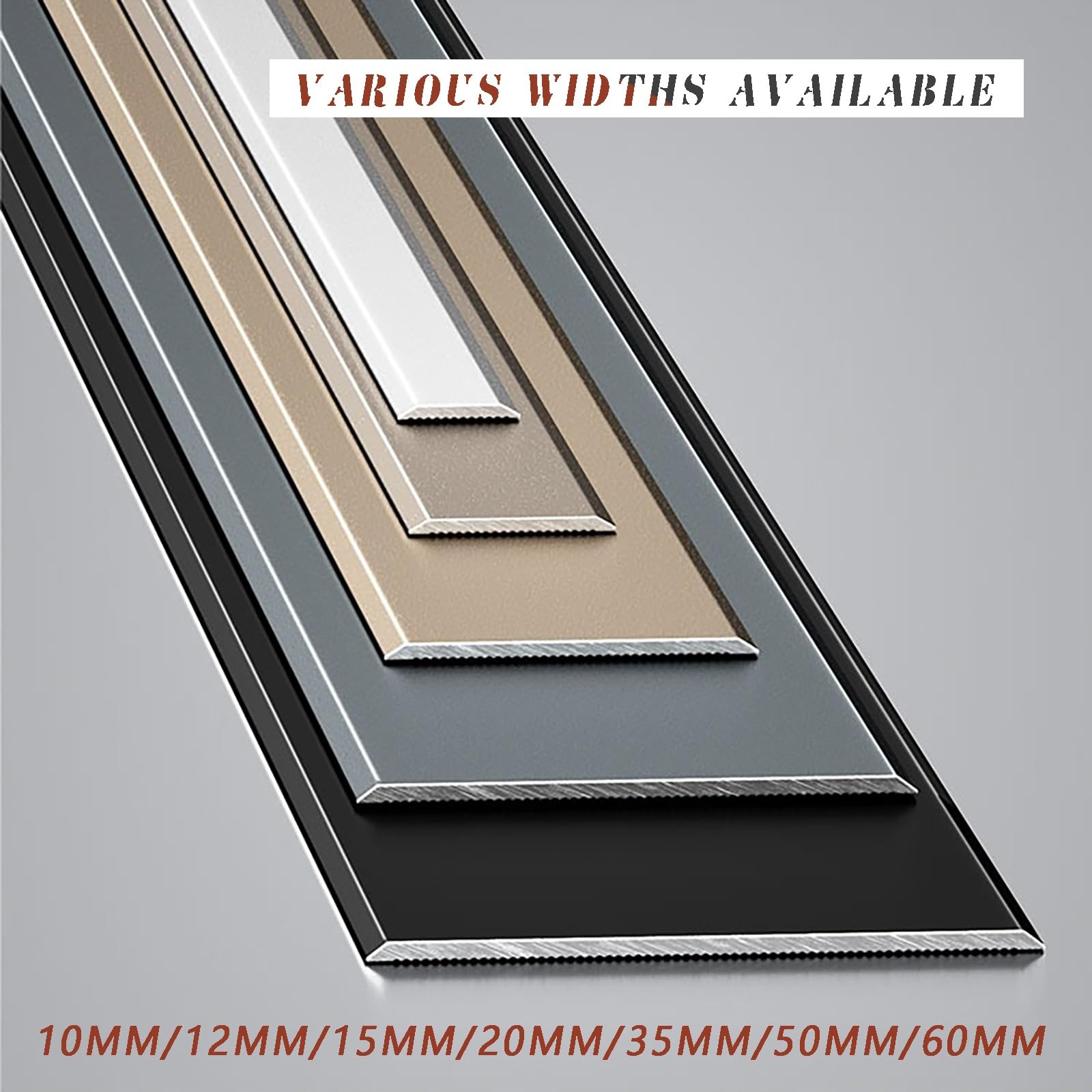Aluminium-Übergangsstreifen, 90 cm, langlebiges Metallprofil für Laminat, Hartholz- und Fliesenböden, 60 mm breit, nahtloser Kantenschutz für glatte Bodenübergänge, 3 Stück
