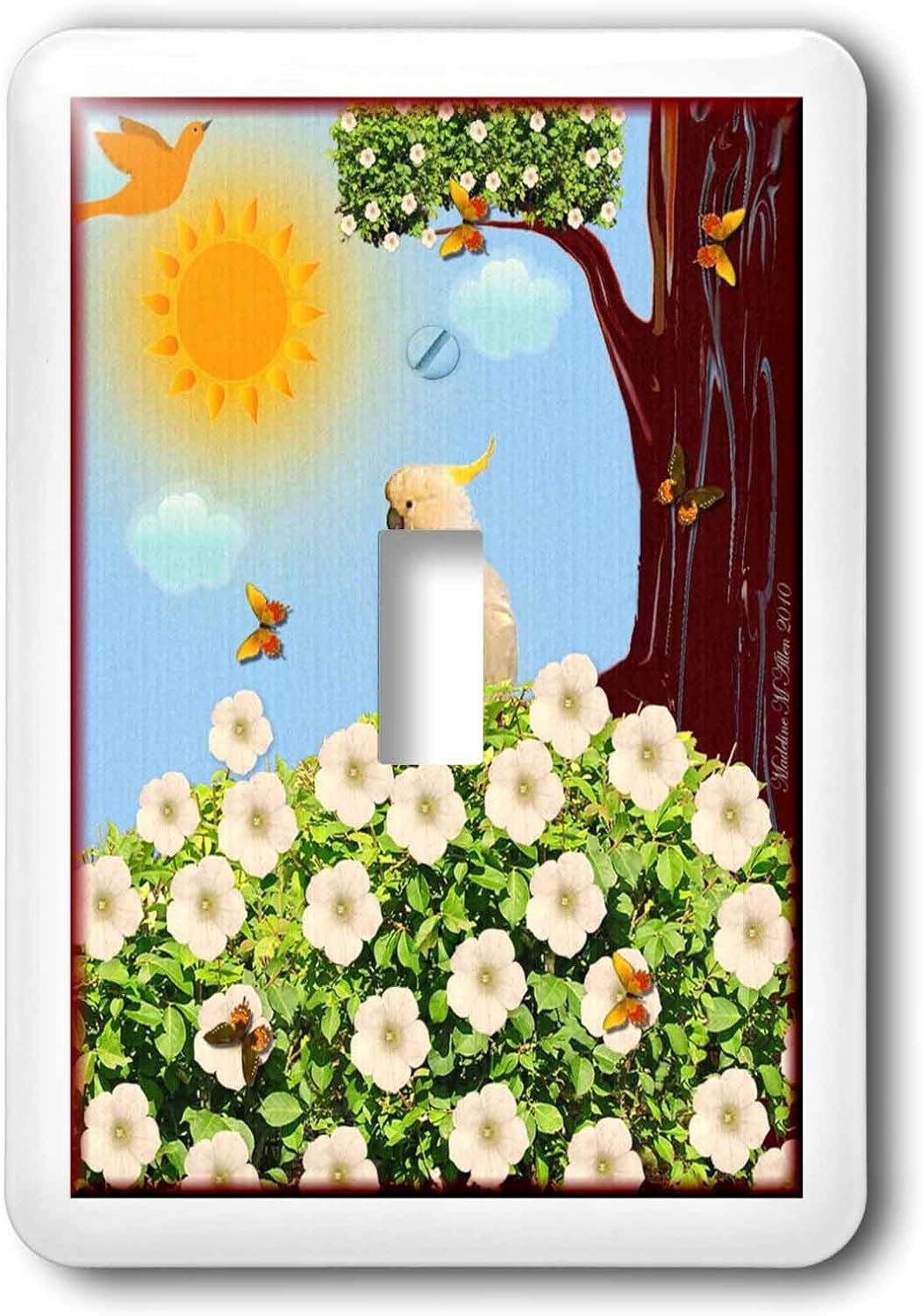 3dRose Lsp_6564_1 Sulphur Crested Cockatoo Bird Art Single Toggle Switch