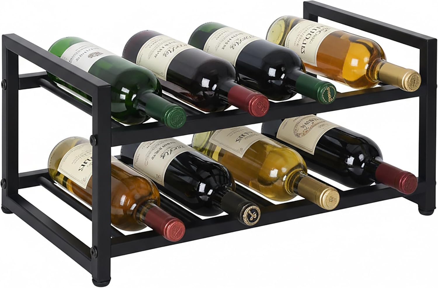 Relaxdays Soporte para Vino, 8 Botellas, Metal, Negro