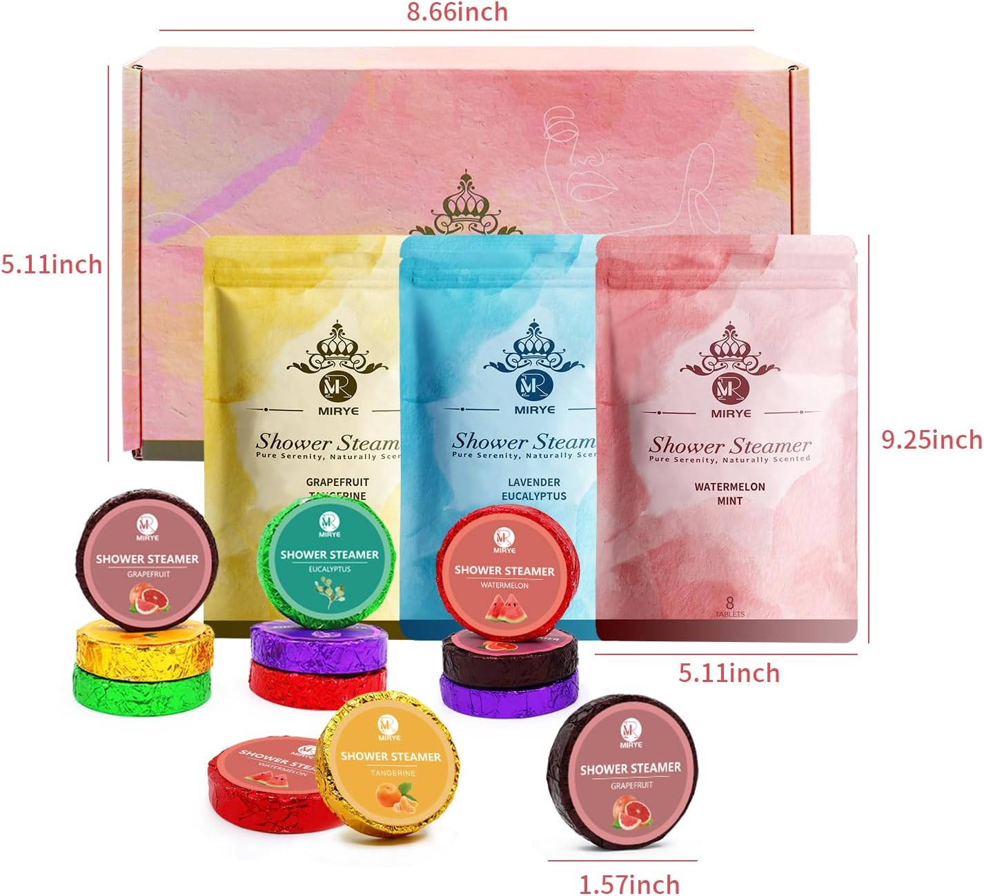 Shower Steamers Aromatherapy, 24-Pack Shower Bombs Birthday Gifts for Women, Valentine's Day Gift with Eucalyptus Mint Lavender Watermelon Grapefruit Tangerine Essential Oils - Image 3