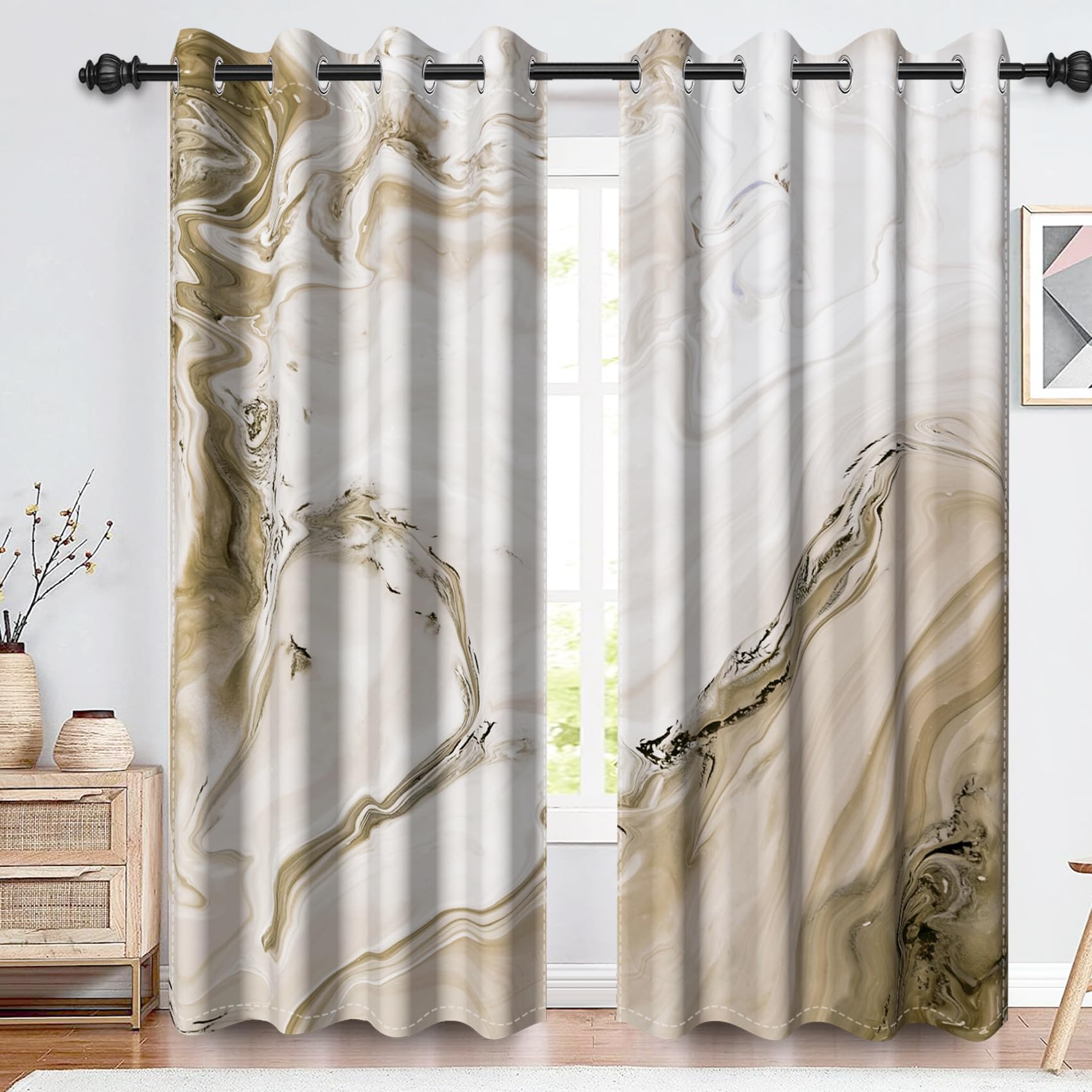 Rideaux occultants en marbre isolants pour bloquer la lumière de la chambre