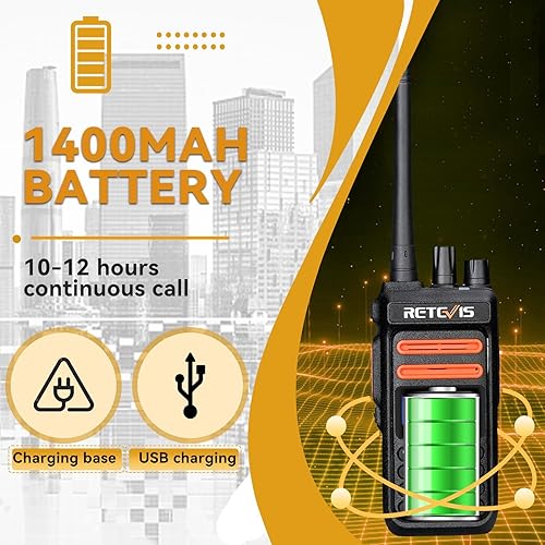 Miniatura 6 de Retevis RT76P Radios de 2 vías de largo alcance, walkie talkies con micrófono de hombro para adultos, alta potencia, recargable, NOAA, reloj doble,