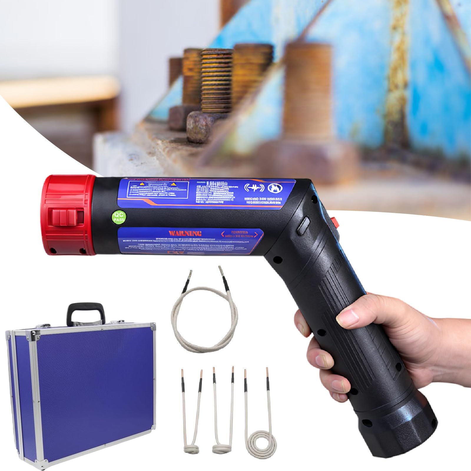 1700W Magnetisches Induktionsheizgerät-Set zum Entfernen Rostiger Schrauben, Induktionsheizgerät Bolzenentfernung, Muttern-Sprengwerkzeug mit 4 Spulen, HLKR-Heizgeräte & Zubehör