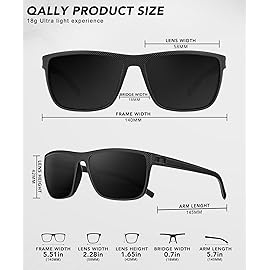 QALLY Night Vision Glasses Men, Polarized Sunglasses Men with UV protection Lightweight Sun Glasses for Driving Fishing Golf