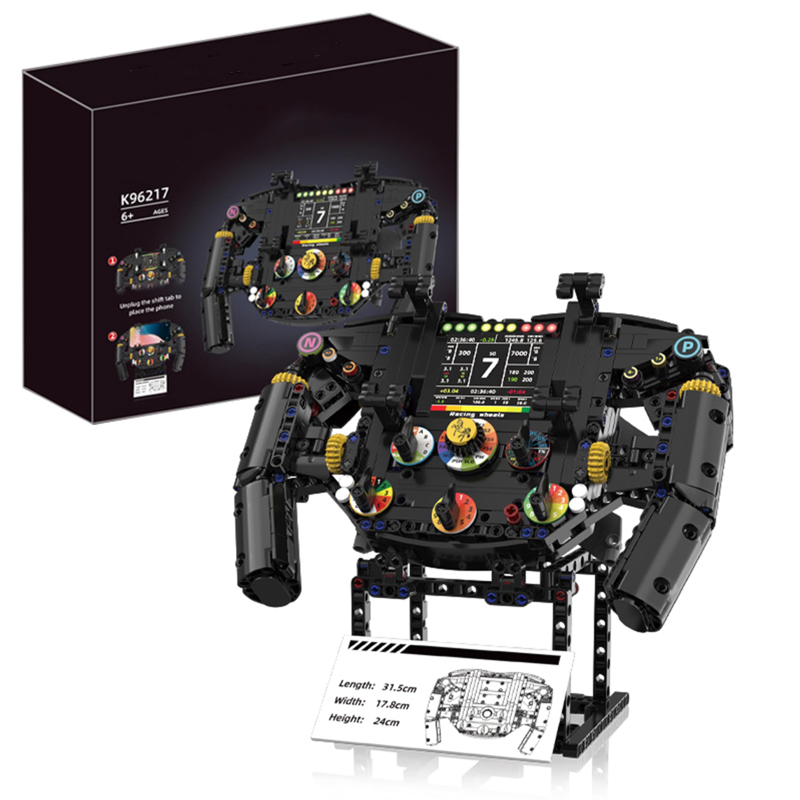 833PCS F1 Racing Car Volante Building Set, un giocattolo di ingegneria stelo con manopole funzioni, pannello di visualizzazione e paddle Shifters, adatto per bambini e collezionisti adulti.