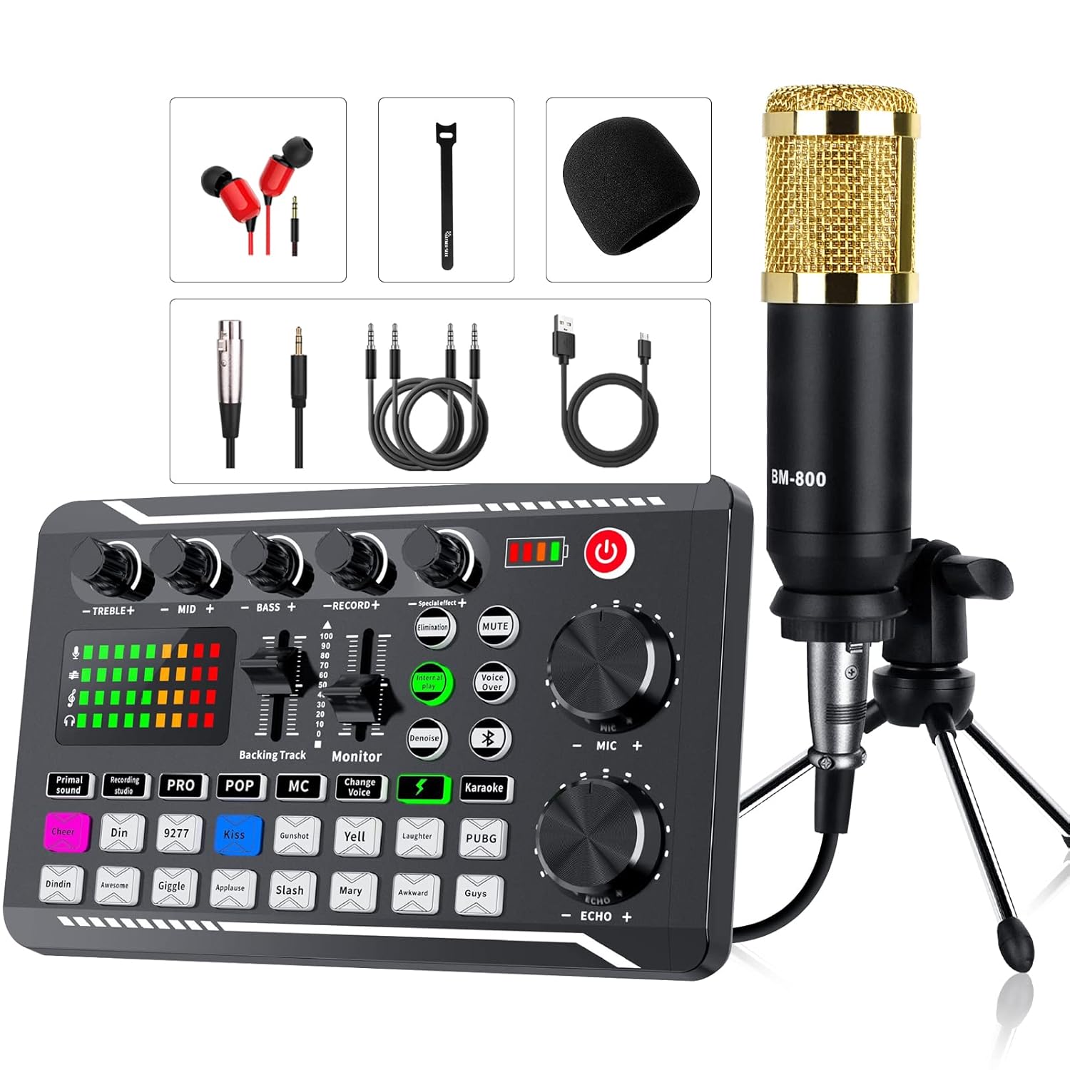 Podcast Equipment Bundle, Audio Interface with DJ Mixer and Sound Mixer