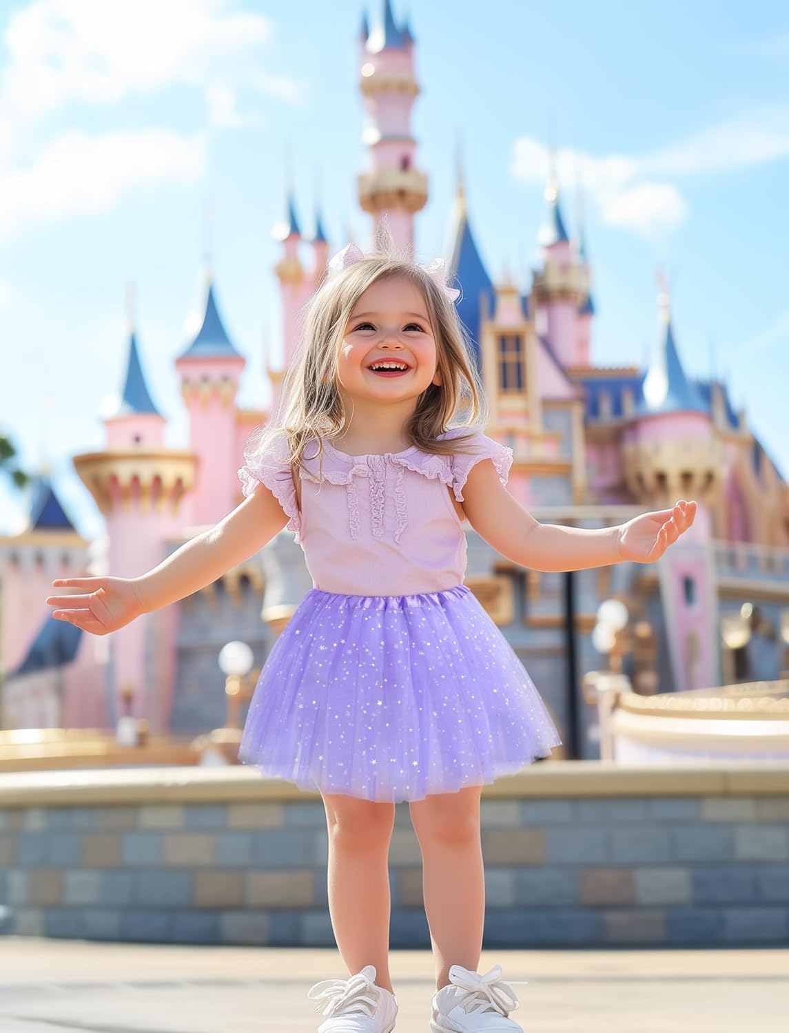 Tutu for Girls Stars Sequins Princess Ballet Dress Tulle Skirt for Girls 4-12 Years 3 Layered - Image 3