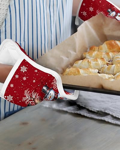 Miniatura 13 de Juego de 2 agarraderas de tela de rizo antideslizantes y aislantes de calor con bolsillo, guantes gruesos para horno, posavasos para hornear, corona