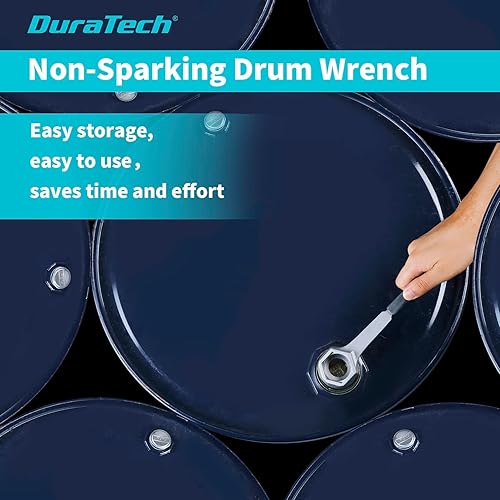 Miniatura 8 de DURATECH Llave de tambor de aluminio, llave 3 en 1, herramienta abridor de barril para abrir tambor de 10, 15, 20, 30, 55 galones, se adapta a tapas