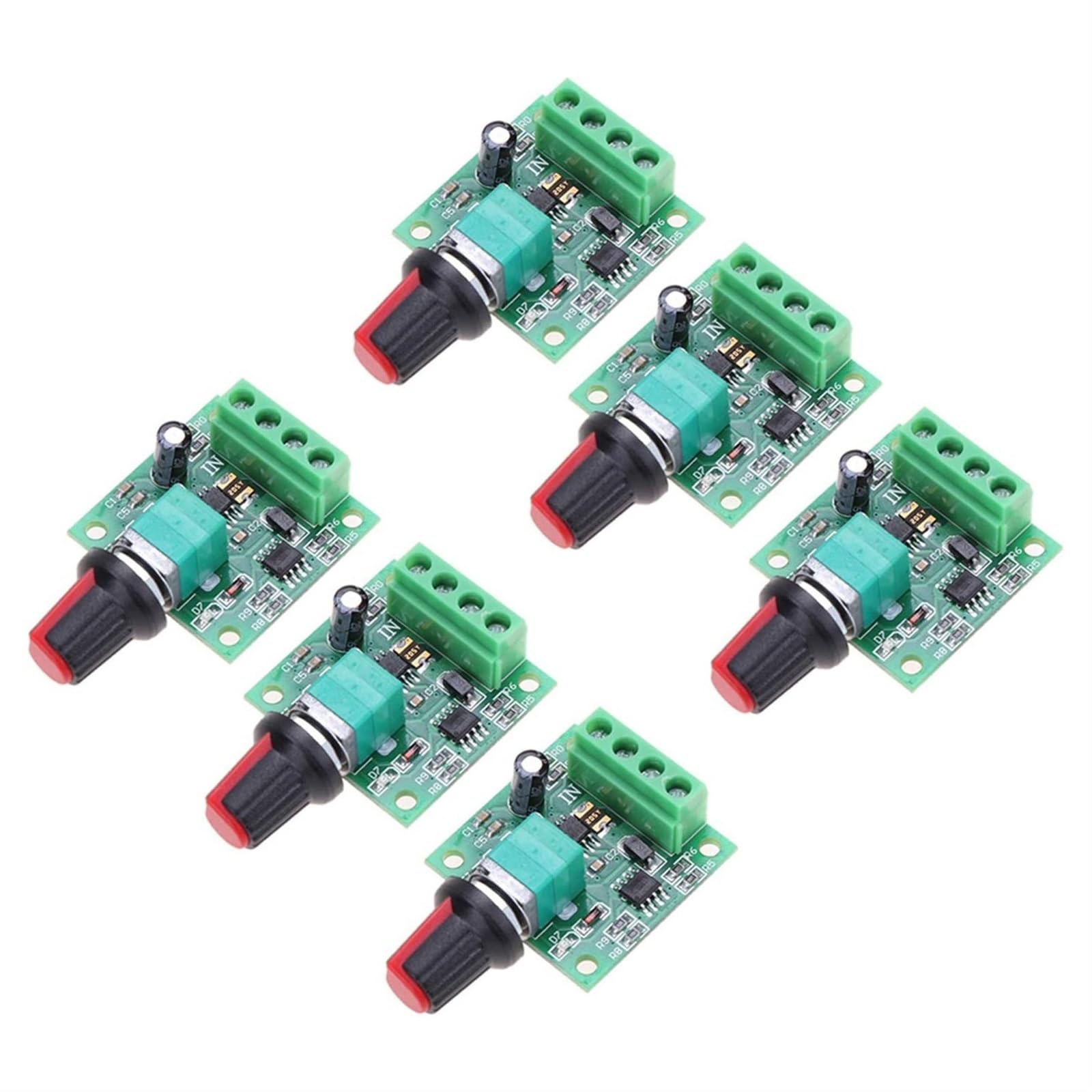 Controlador de velocidad de motor CC 1803BK de bajo voltaje regulable 2A 30W para proyectos, 6 uds