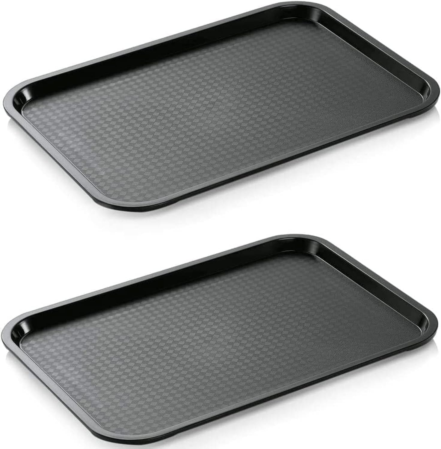 Plastic Serving Tray, Rectangular Multi-purpose Tray,Non-slip Pull up, 35 x 27 cm, Daily Use (2 Pack)