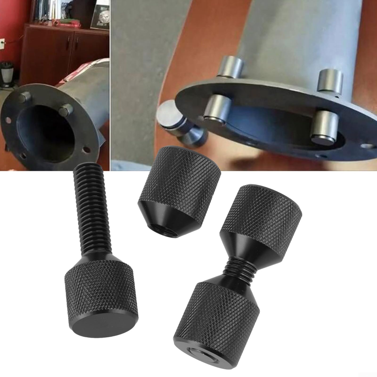 Ensemble de goupilles à deux trous à bride en aluminium de 3,8 cm avec niveau intégré pour ASME Outil de positionnement d'alignement de tuyau de 68 kg Finition oxyde noir Grand 70 x 27 mm