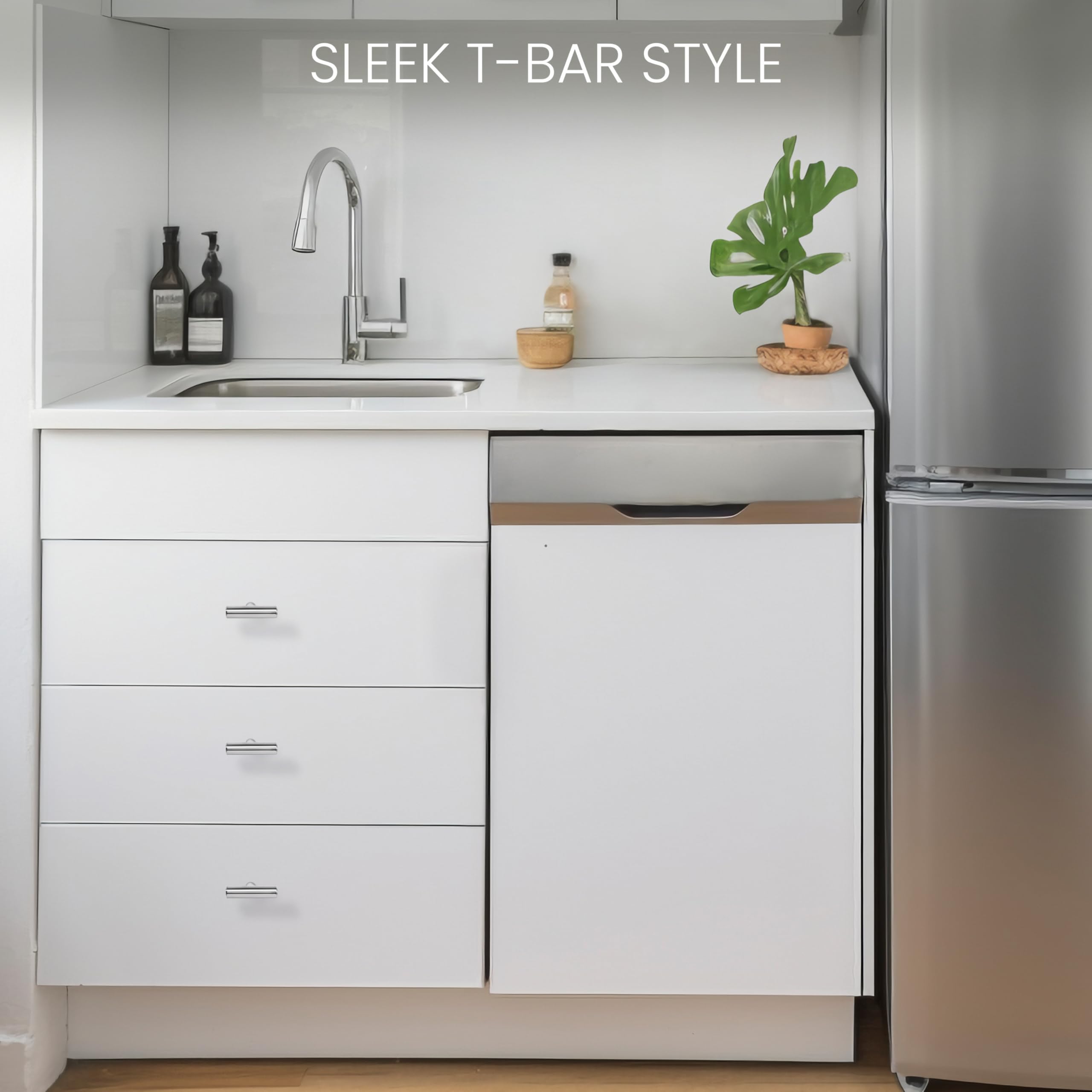 BELLE VOUS Pack de 20 Tiradores Cocina Gabinetes Pomos Barra T Níquel Cepillado – 50mm Pomos Acero Inoxidable Plateado - Tiradores Armarios Dormitorio, Cajones, Puertas, Muebles, Baños, Muebles