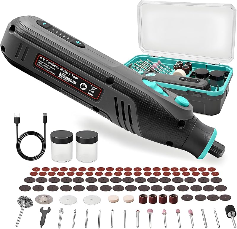 101-Piece 4V Mini Cordless Rotary Tool Kit with Organized Storage Case - 5-Speed High-Torque for Jewelry Making, Wood Carving, 3D Printer Sanding/Polishing - USB Rechargeable & Ready to Use