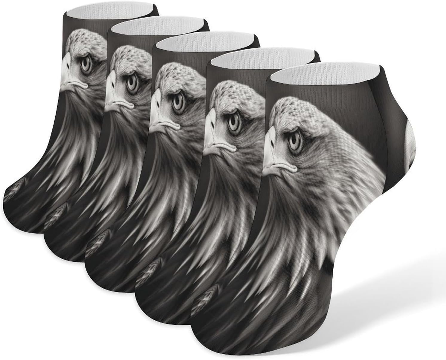 Eagle Black And White Crew Sock for Men Women Funny Novelty Socks Athletic Ankle Socks Comfort Soft Low Cut Tab Sock 5 Pairs