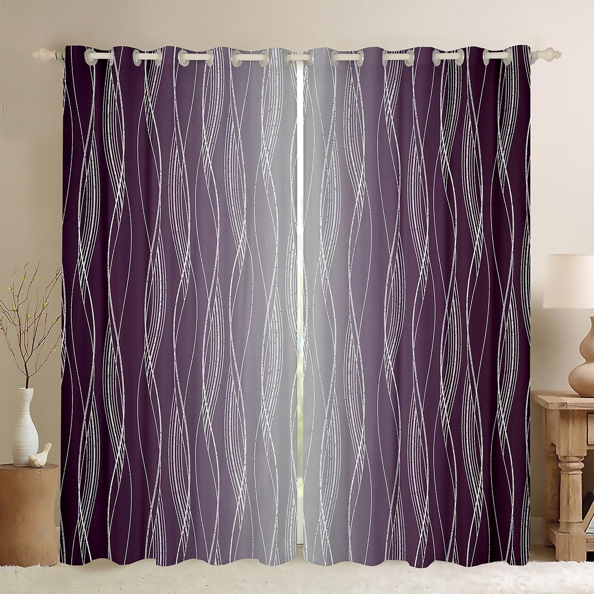 Grey And Purple Curtains Purple Light Filtering Curtains Bed Bath
