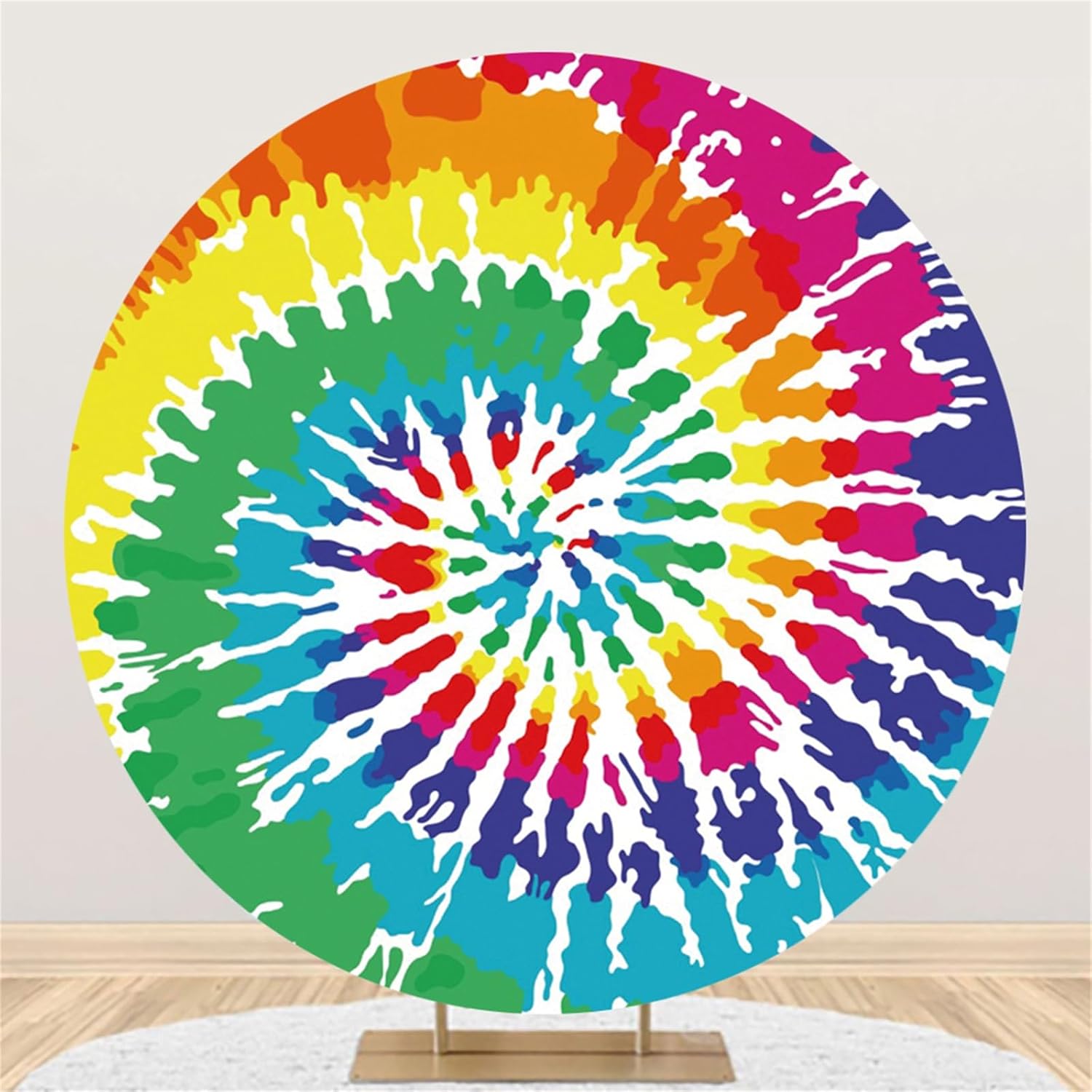 Renaiss 7x7ft Psychedelic Round Backdrop Covers for Photoshoot Man Woman Portrait Trippy Hippie Colorful Tie Dye Spiral Circle Photography Background Abstract Chic Party Decors Photo Booth Props