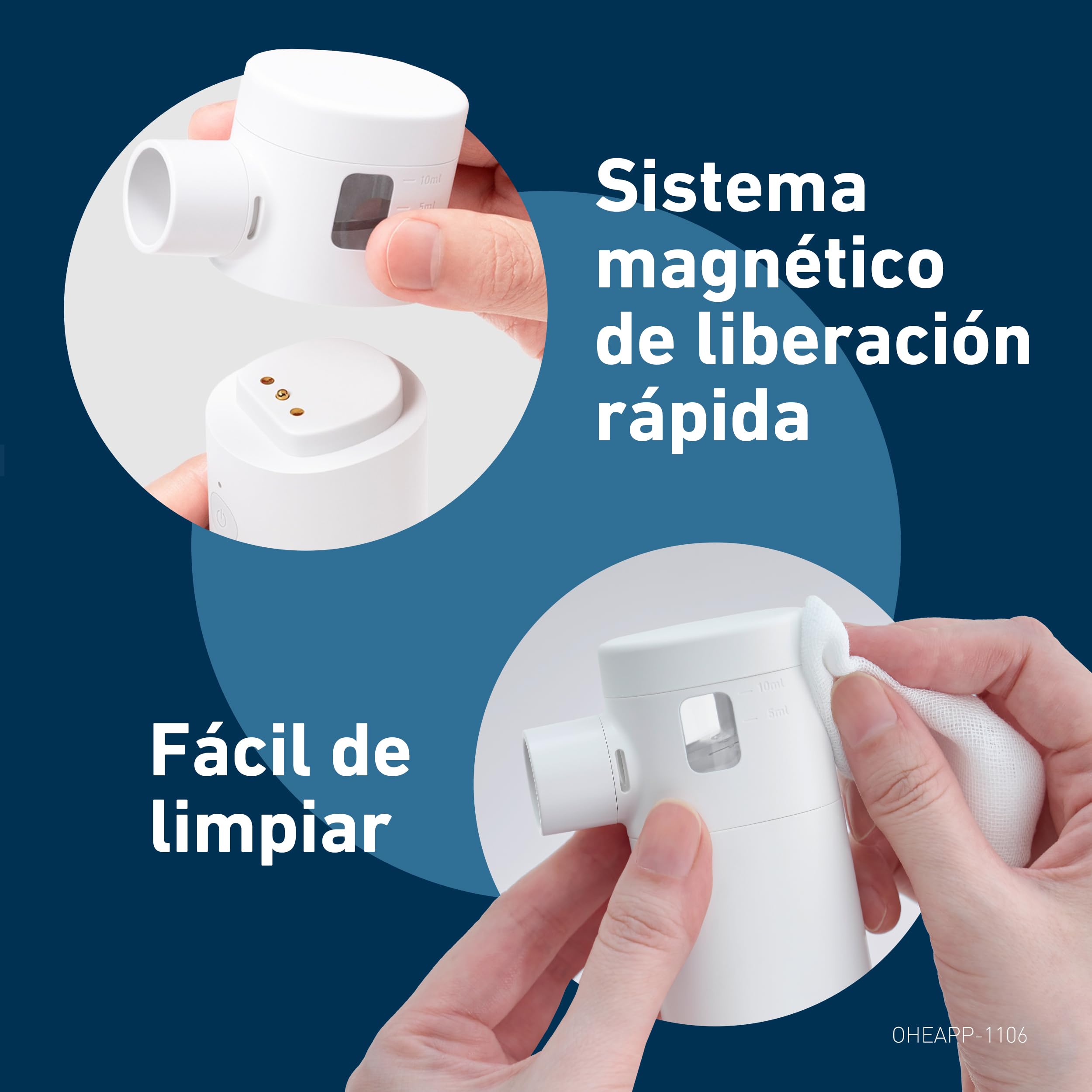 OMRON MicroAir Move Nebulizador Portátil Silencioso, nebulizador para adultos y niños, Recargable USB-C, Incluye Boquilla, 2 mascarillas y bolsa de viaje