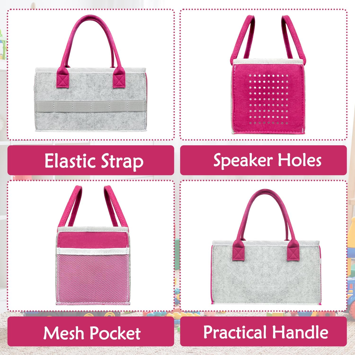 Mallette de Transport Boîte de Transport Boîte de Rangement avec poignée et Poche Filet latérale Sac de Transport pour kit de démarrage Accessoires Figurines (Rose Rouge)