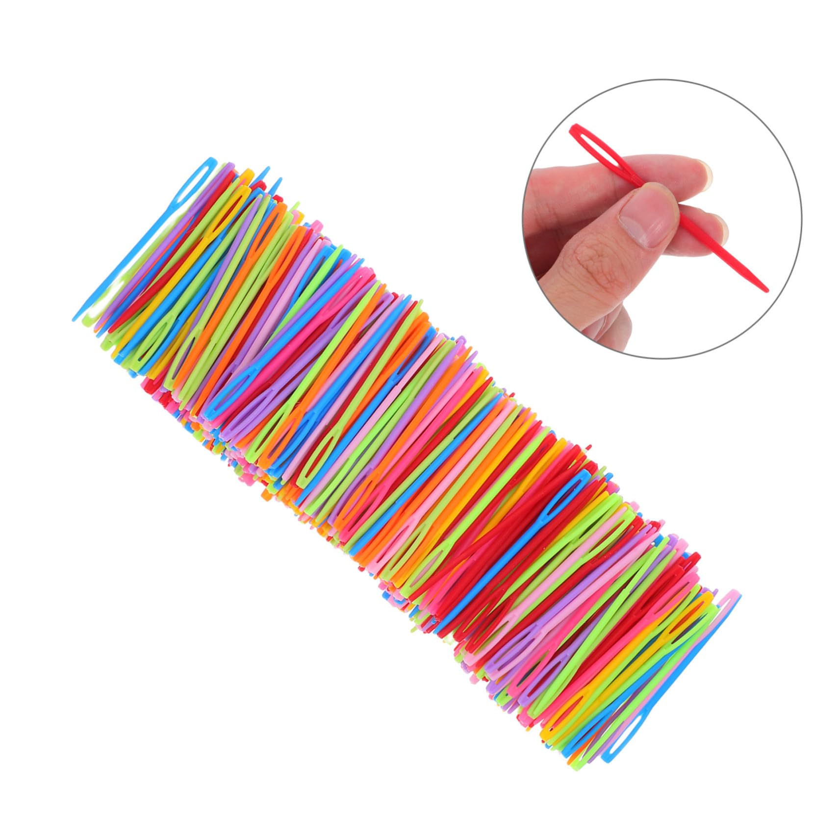 KONTONTY 2000 Piezas Agujas de Plástico para Coser Mano Ojo Grande y Coloridas Agujas Gruesas para Ligera y Portátil para Manualidades y Viajes