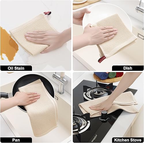 Miniatura 5 de Homaxy Juego de 8 paños de cocina y paños de cocina 100% algodón, 12 x 12 pulgadas y 13 x 28 pulgadas, juego de 8 toallas de cocina a granel, paños