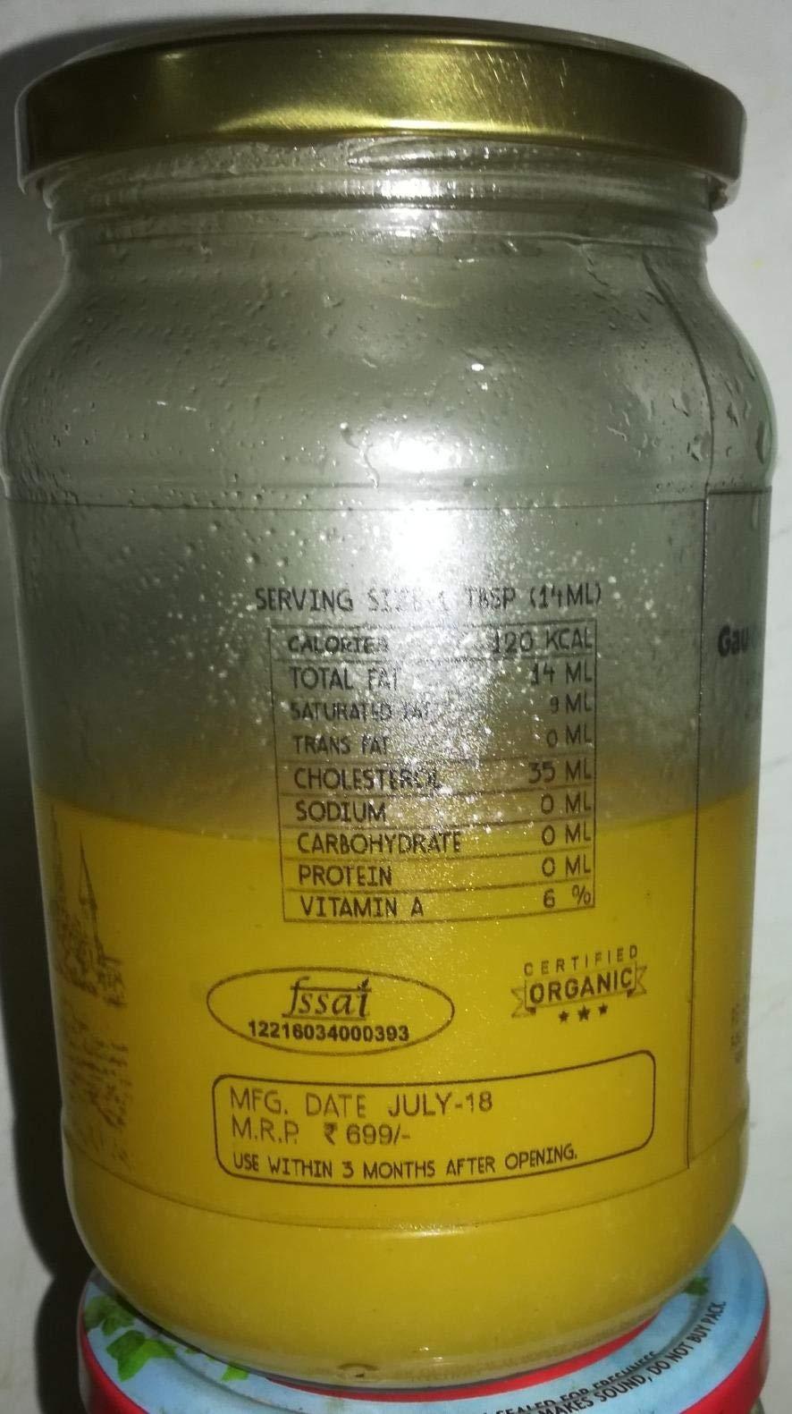 Gau Organics Cow Ghee, Pure and Natural, Hand Made Curd Churned Desi