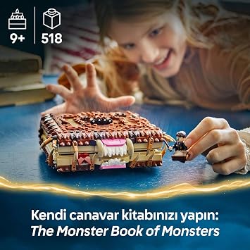 LEGO Harry Potter Biting Monster Book Creative Toy Making Set (518 Pieces) Featuring a Neville Longbottom Minifigure with Monster Book Accessories for Girls and Boys Ages 76449-9 and Over