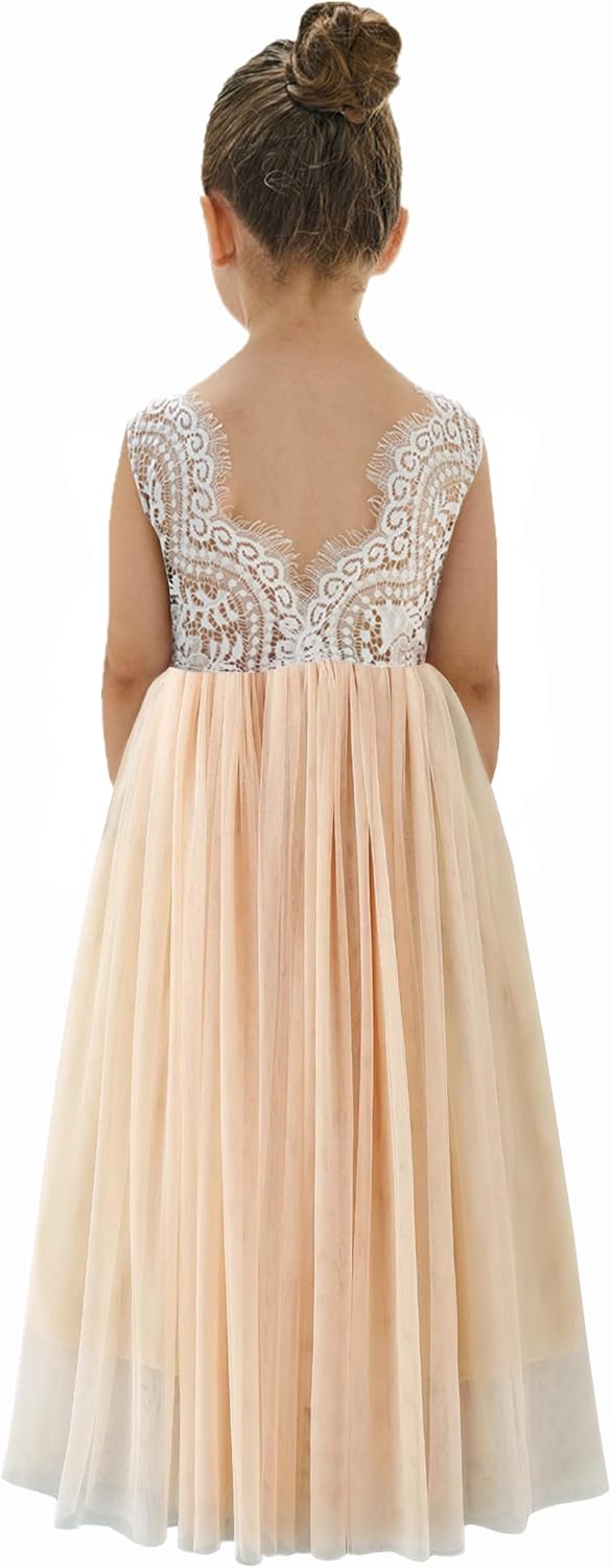 Peony Lace Back A-Line Tutu Dress for Girls