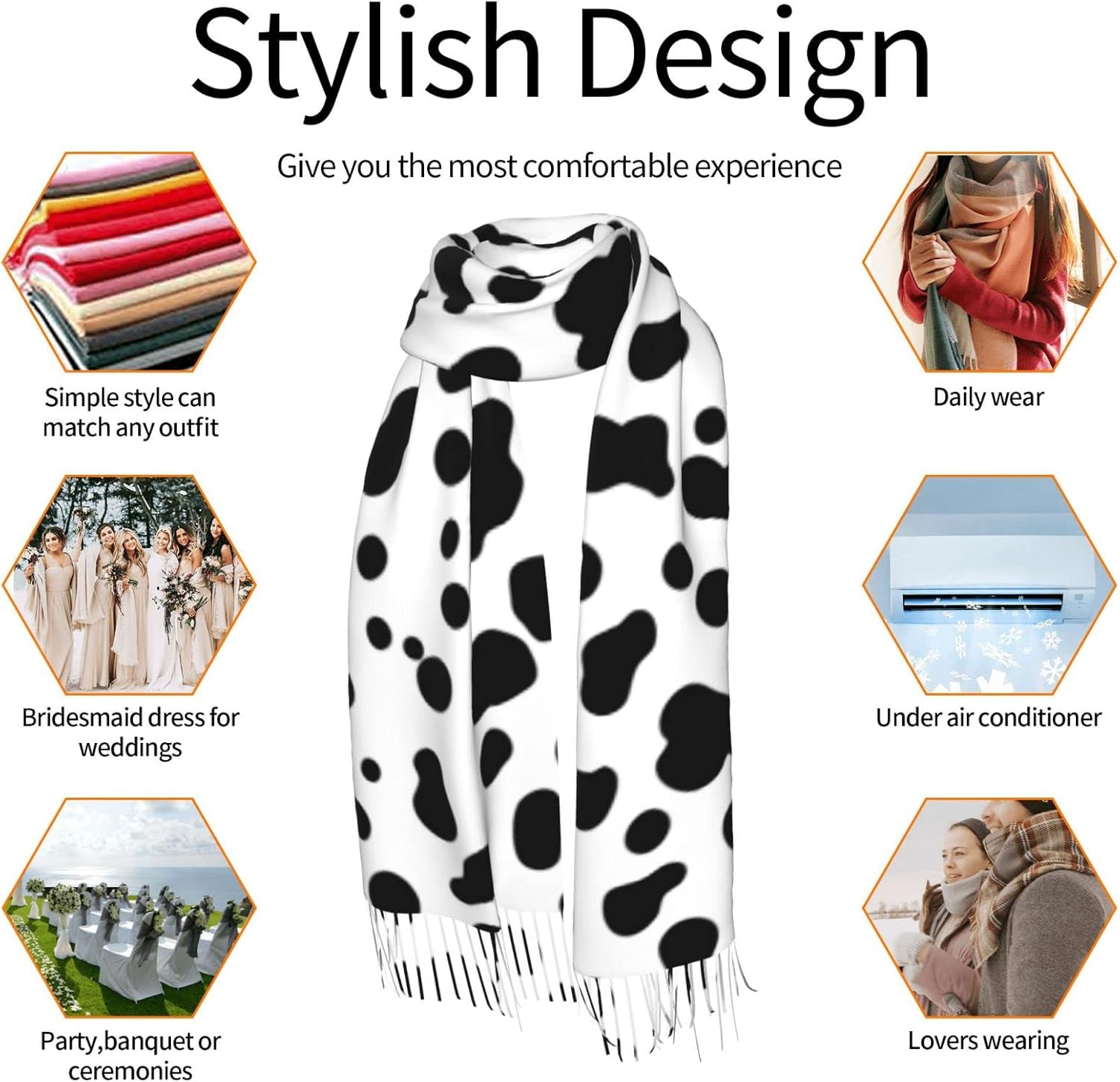 TQD Dalmatian Print Cozy Long Scarf Women'S Fashion Scarf Long Shawl Winter Soft Warm Scarf - Image 7