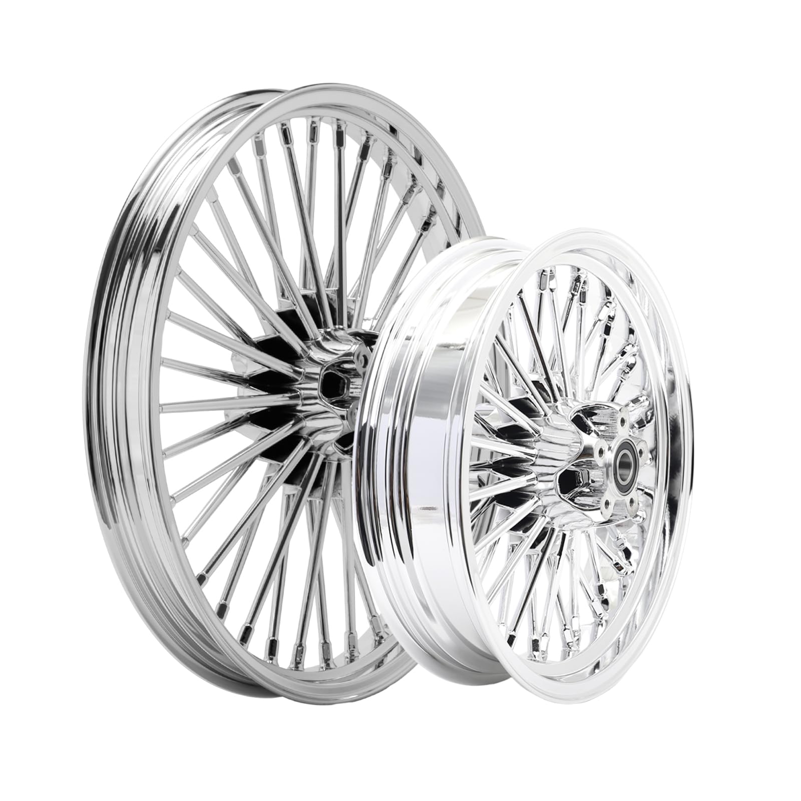 TOFR 21x2.15 Front 16x3.5 Rear Wheels Rims Fat Spoke For Harley Softail Fat Boy FatBoy FLSTF 00-06 2000 2001 2002 2003 2004 2005 2006 Chrome 21 inch +