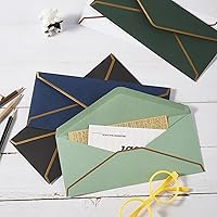 Vista 5 de Paquete de 50 sobres de negocios #10 con borde dorado, sobres estándar autosellados con calcomanías doradas para oficina, cheques, correo de cartas