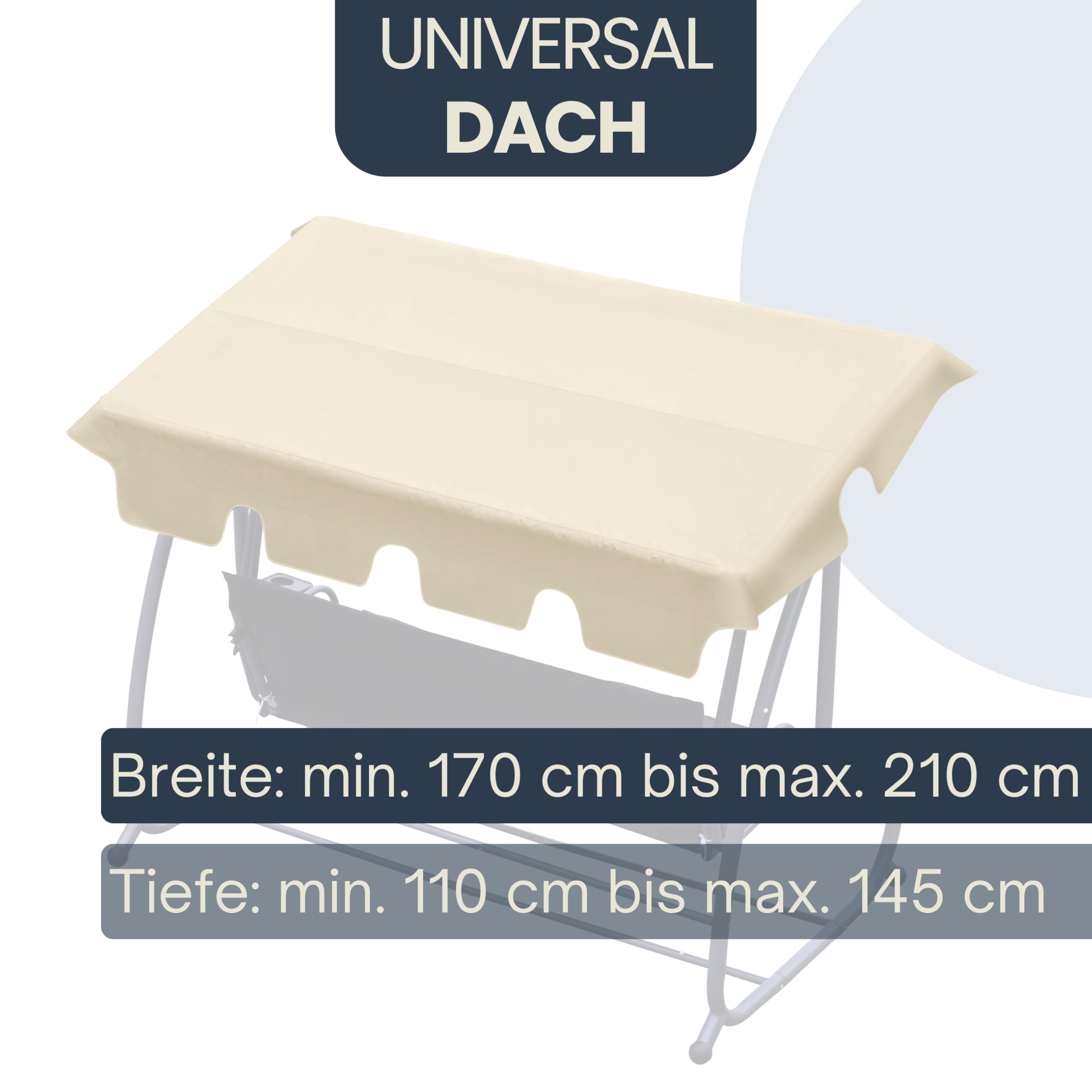 Ersatzdach für Hollywoodschaukel mit Volant - Dach Sonnendach für 2-Sitzer und 3-Sitzer, beige