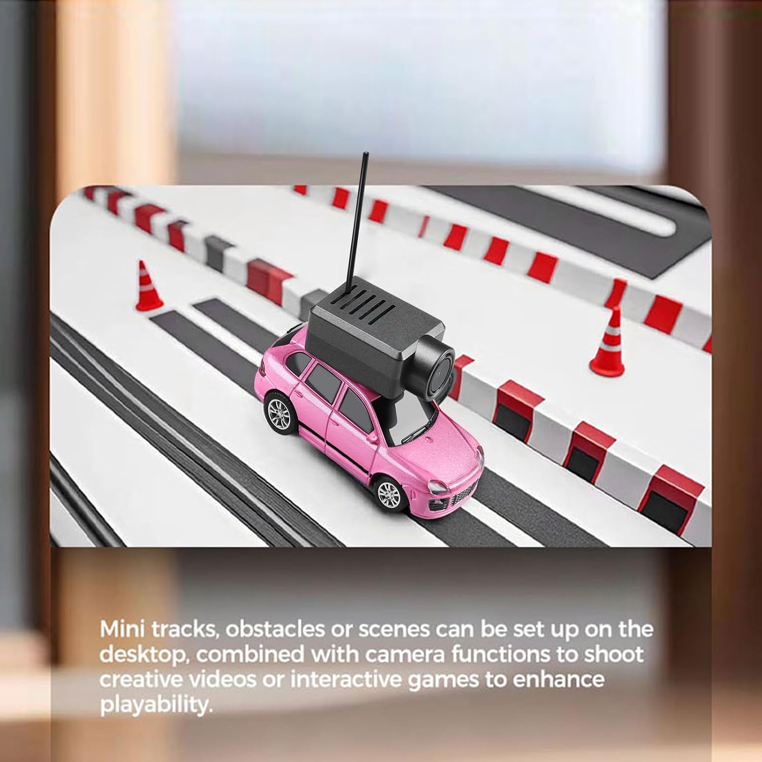 WLtoys Mini RC Car, 1:64 Scale FPV RC Drift Car with 720P HD Camera, 2.4GHz Transmitter, WiFi App Control with Gyro, LED Lights, Mini Racing Toys (Rose Red)