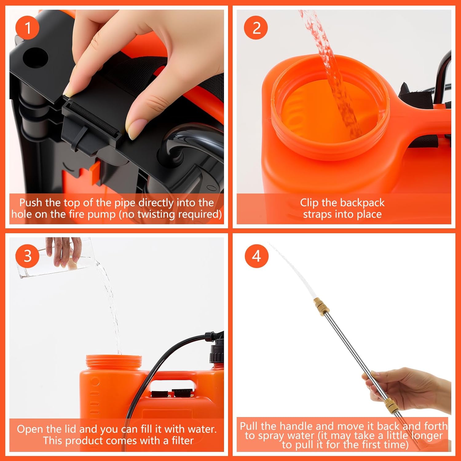 Xuhal 5.28 Gallon Water Fire Extinguisher, Refillable Backpack Sprayer, Multi-functional for Fire Suppression, Garden Watering, Cleaning, Suitable for Home, Office, Warehouse, Camping, Dorm(Orange)