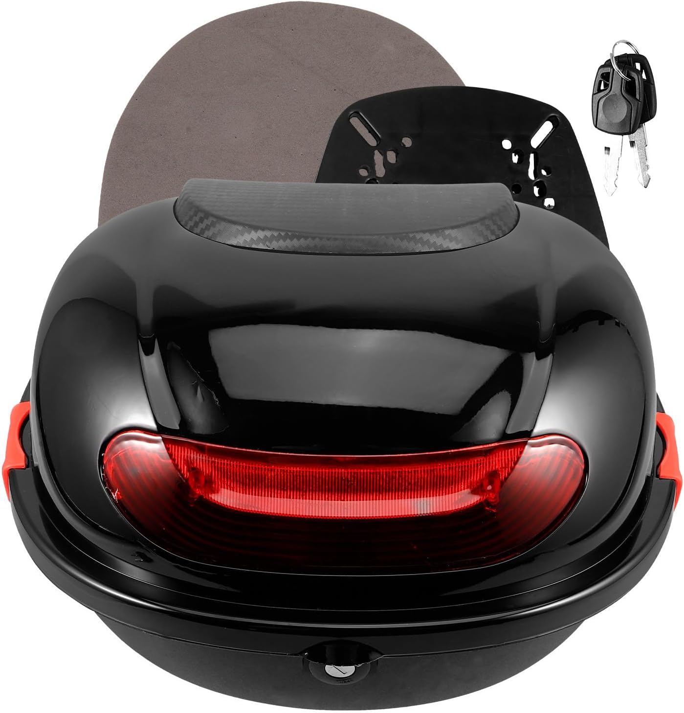 Motorcycle Top Case Luggage Carrier with Backrest, Secure Attachment and Easy Installation, Pp Material Motorcycle Rear Top Box Trunk Storage Case for Riders with Sleek Exterior