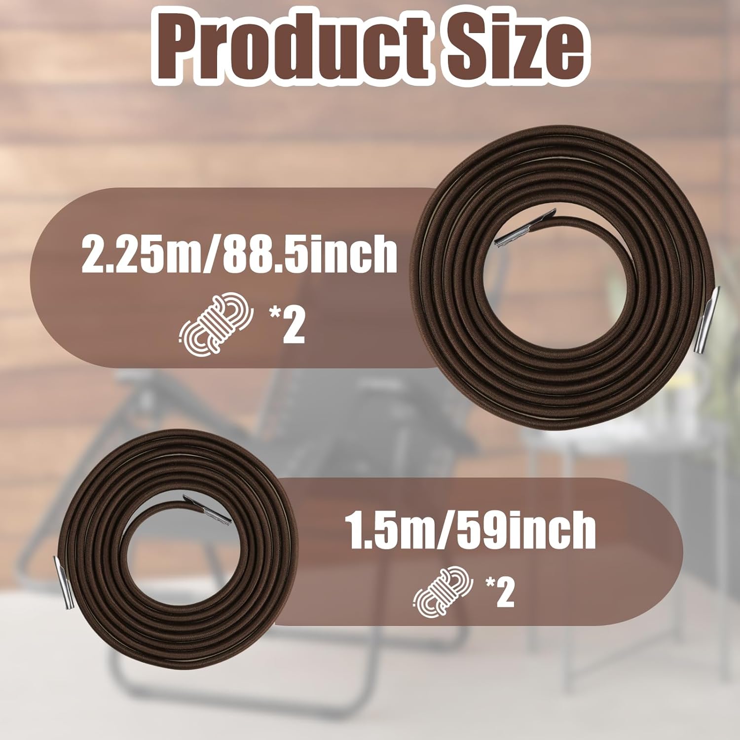 4 Pack Zero Gravity Chair Replacement Cord Lawn Chair Replacement Fabric Nylon Stretch Cord Universal Replacement Elastic Cords Repair Tool Kit for Recliners Garden Chairs Anti Gravity Chair(Brown)